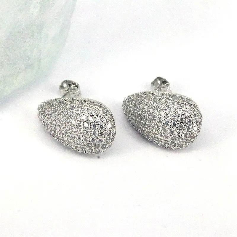 1 Pair Ig Style Simple Style Round Water Droplets Heart Shape Plating Inlay Copper Zircon 18k Gold Plated Silver Plated Ear Studs - Jewelry Trends USA