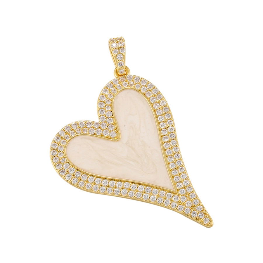 1 piece elegant heart shape brass enamel pendant jewelry accessories - Jewelry Trends USA