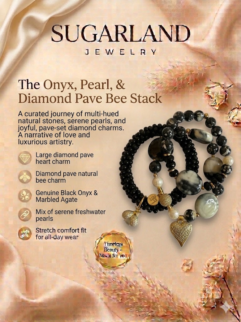 THE ONYX, PEARL, & DIAMOND PAVE BEE STACK