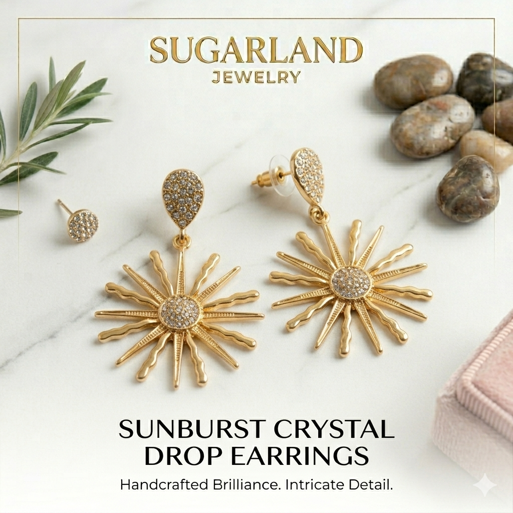 Sunburst Crystal Drop Earrings