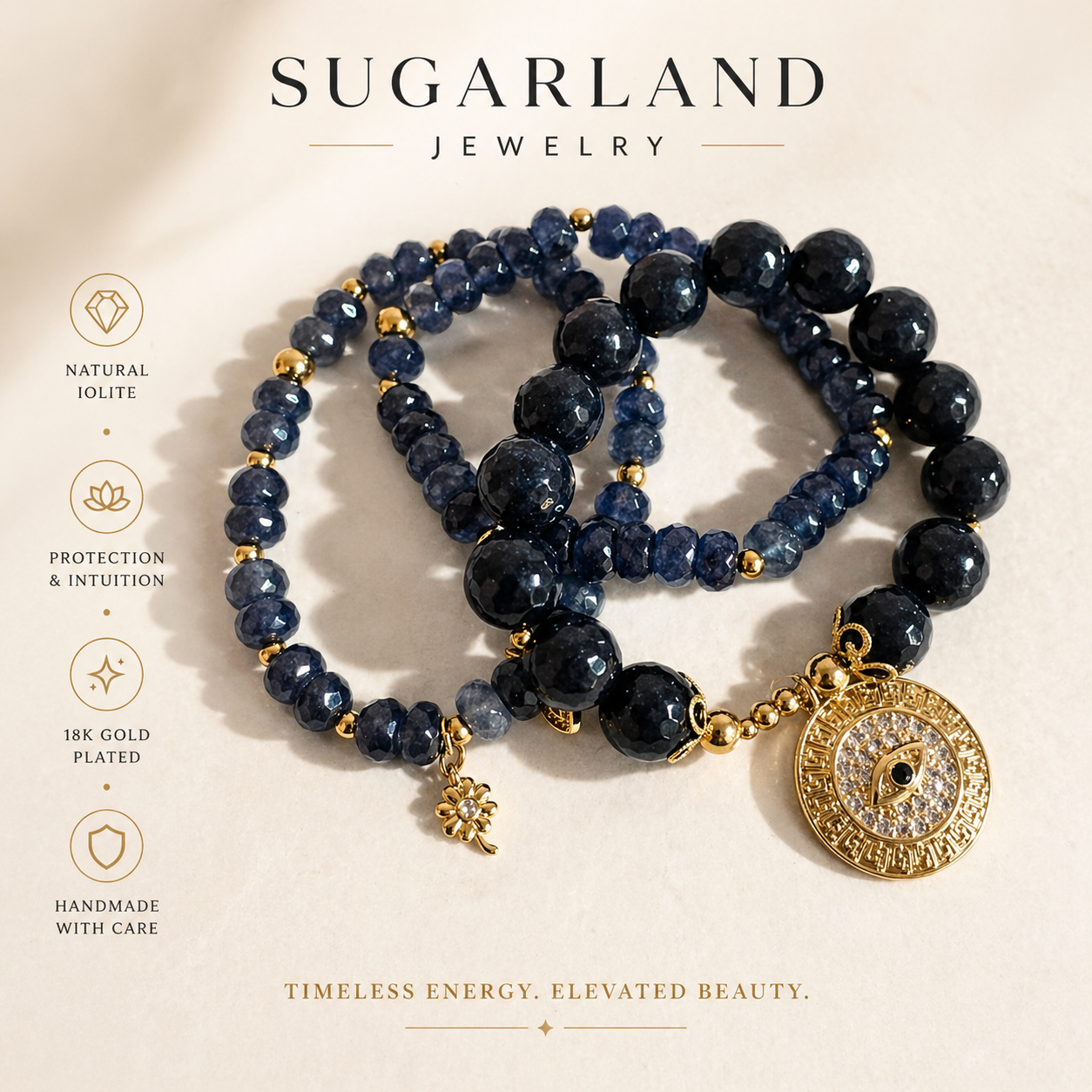 Midnight Iolite Protection Bracelet Set