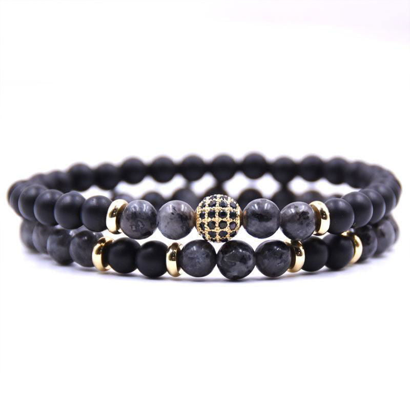 Chic Natural Stone Bracelet Set with Sparkling Zircon Charms - Jewelry Trends USA