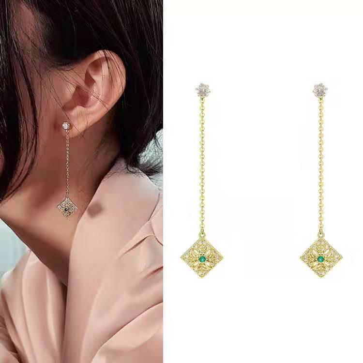 Fringe Earrings Emerald Diamond Earring Earrings - Jewelry Trends USA