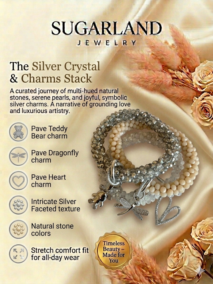 The Silver Crystal & Charms Stack