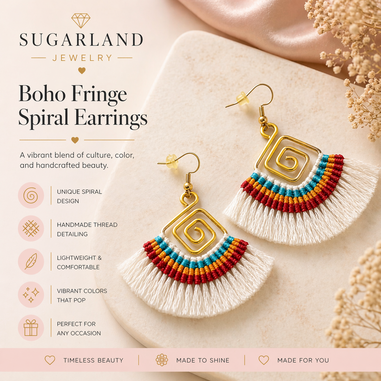 Boho Fringe Spiral Earrings