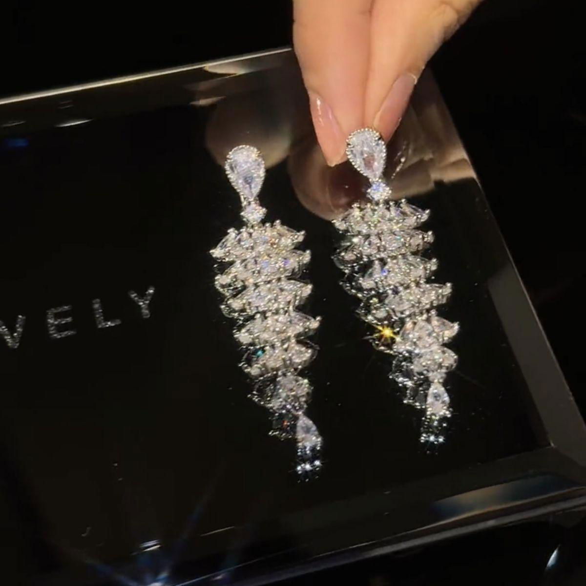 Sparkling Zircon Christmas Tree Drop Earrings For Women Trendy Xmas Tree Plant Dangle Earrings New Year Festival Party Jewelry - Jewelry Trends USA