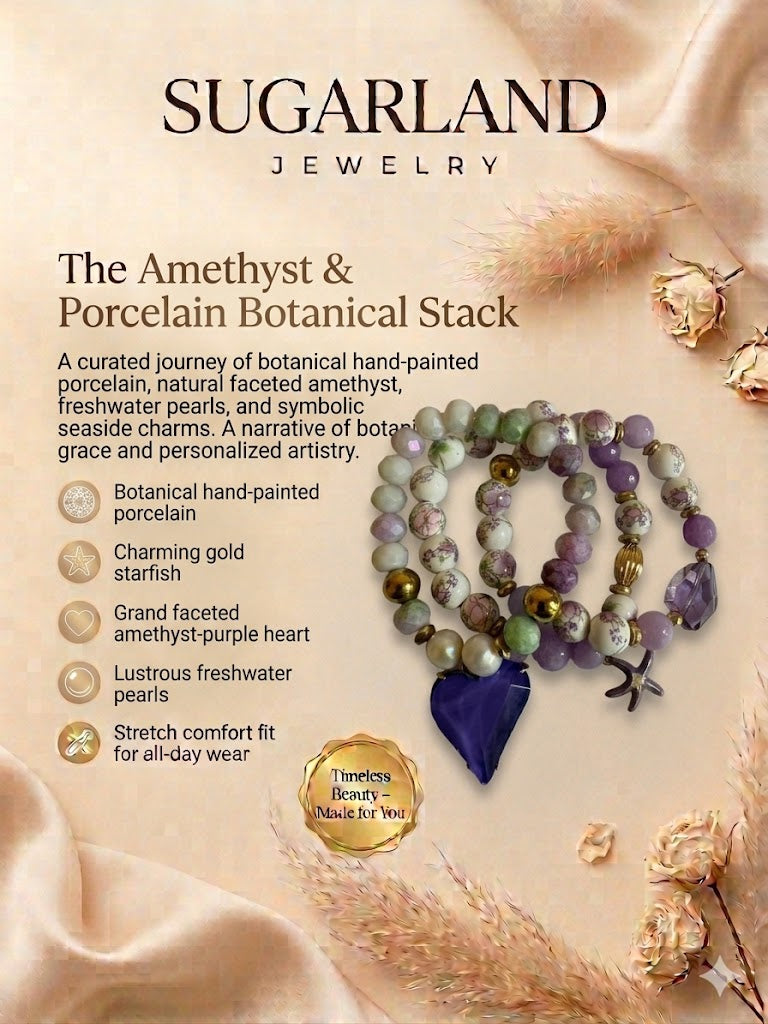 The Amethyst & Porcelain Botanical Stack