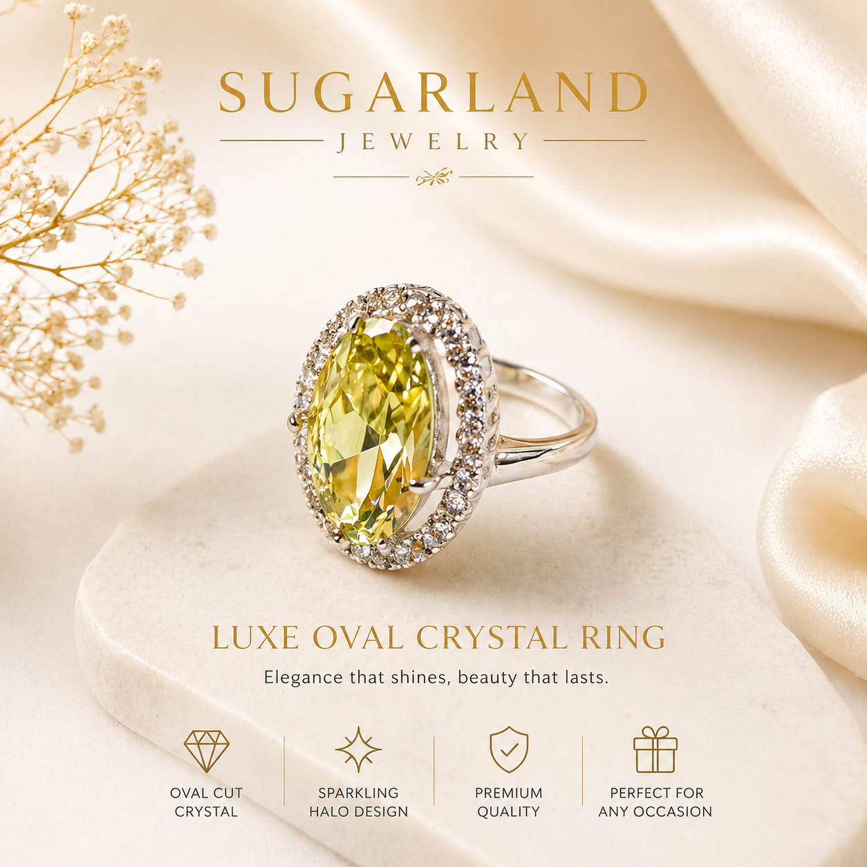 Sugarland Radiance Oval Crystal Ring