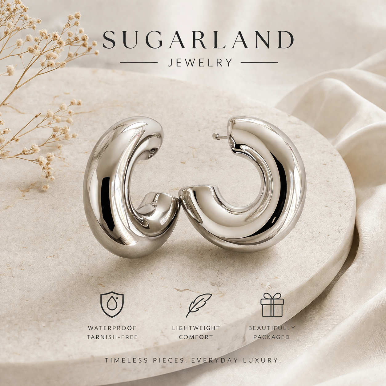 Bold Hoop Earrings – Silver