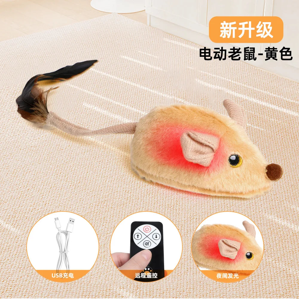 Smart Electric Cat Toy Remote Control Plush Mouse Intelligent Induction Mouse Interactive Cat Teaser Boredom Relief Cat Teaser