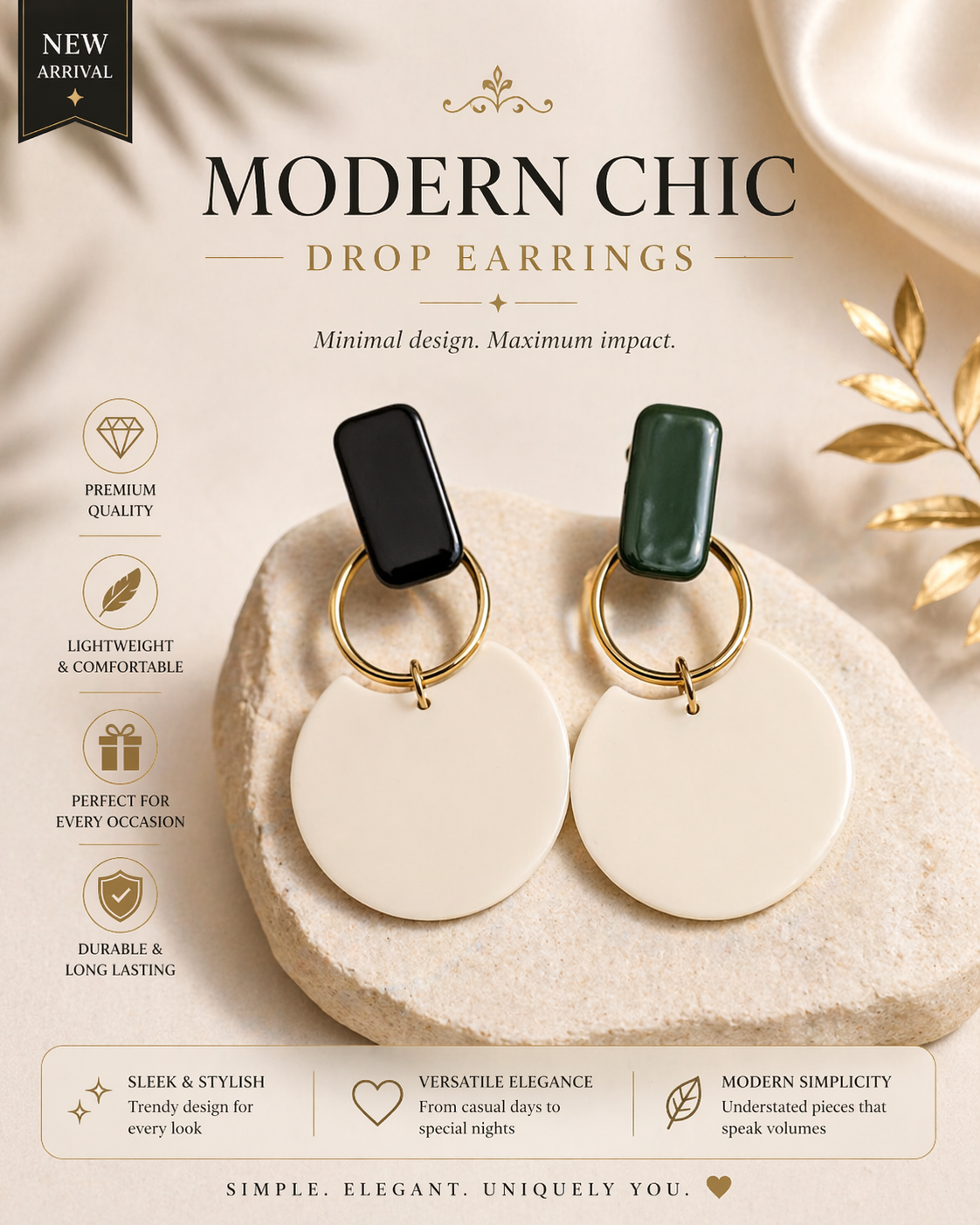 Modern Chic Geometric Drop Earrings – Minimalist Statement Jewelry