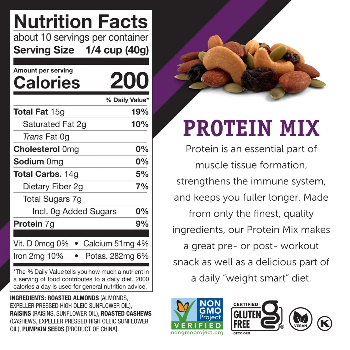 Trail Mix Protein Mix 14Oz, Gluten Free, Vegan, Non-Gmo