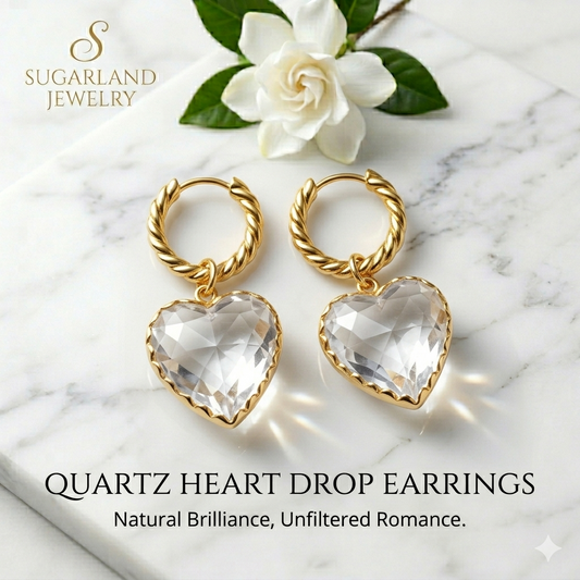 Pearl Heart Twisted Hoop Earrings