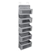 over the Door Pocket Organizer Fabric Hanging Closet Clear Window Storage Bag with Mental Hooks Gray for Pantry Baby Nursery Bathroom Closet Dorm, Gray