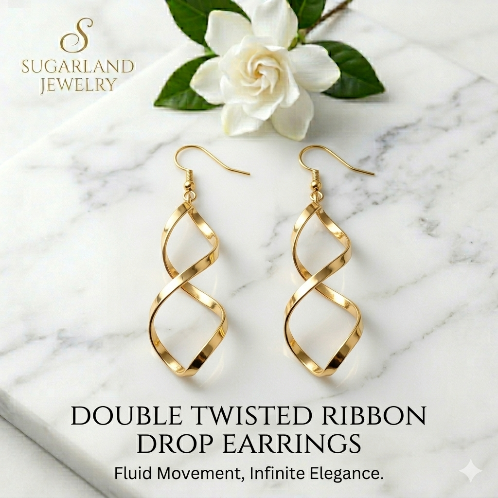 Double Twisted Ribbon Drop Earrings