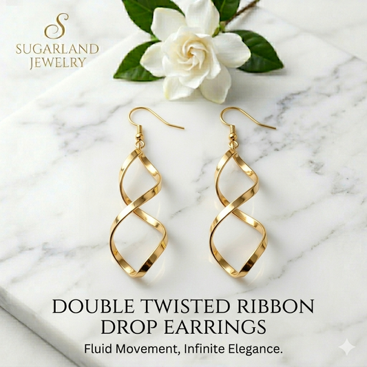 Double Twisted Ribbon Drop Earrings