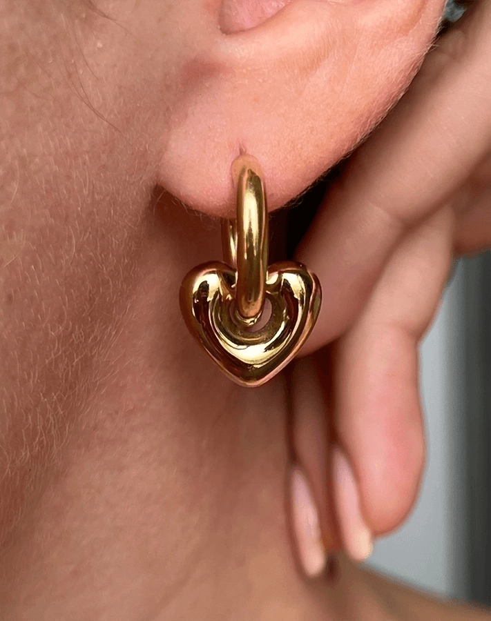 1 Pair Casual Cute Classic Style Pentagram Heart Shape Plating Hollow Out 304 Stainless Steel Titanium Steel 18K Gold Plated Hoop Earrings - Jewelry Trends USA
