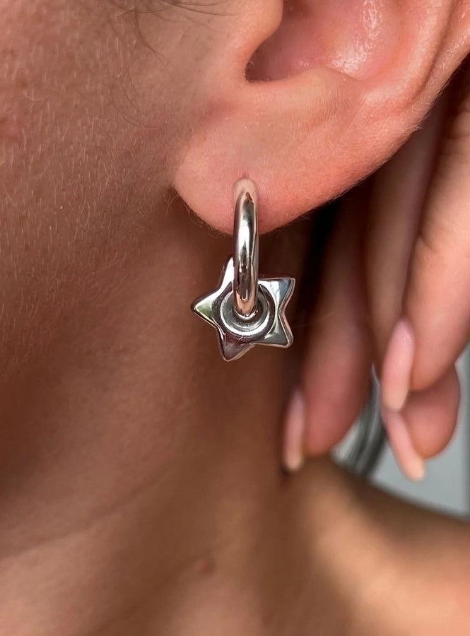 1 Pair Casual Cute Classic Style Pentagram Heart Shape Plating Hollow Out 304 Stainless Steel Titanium Steel 18K Gold Plated Hoop Earrings - Jewelry Trends USA