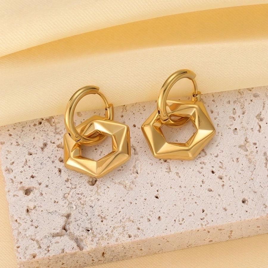 1 Pair Casual Cute Classic Style Pentagram Heart Shape Plating Hollow Out 304 Stainless Steel Titanium Steel 18K Gold Plated Hoop Earrings - Jewelry Trends USA