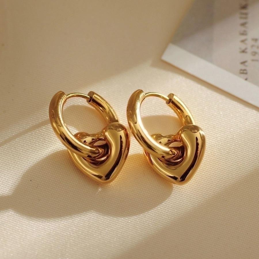 1 Pair Casual Cute Classic Style Pentagram Heart Shape Plating Hollow Out 304 Stainless Steel Titanium Steel 18K Gold Plated Hoop Earrings - Jewelry Trends USA
