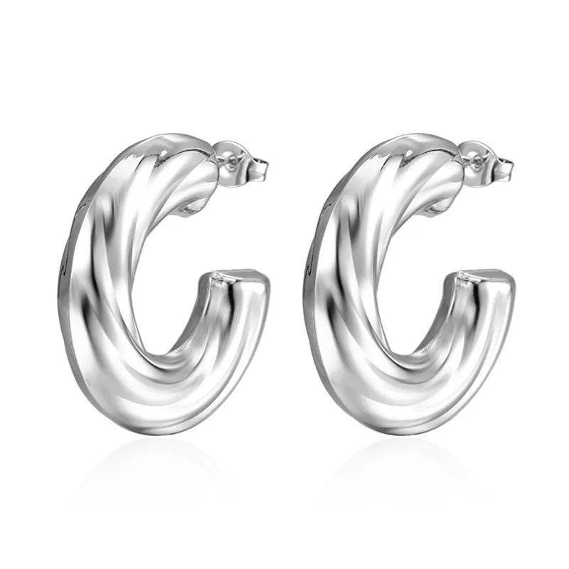 1 Pair Fashion C Shape Plating 304 Stainless Steel 18K Gold Plated Ear Studs - Jewelry Trends USA