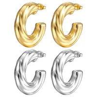 1 Pair Fashion C Shape Plating 304 Stainless Steel 18K Gold Plated Ear Studs - Jewelry Trends USA