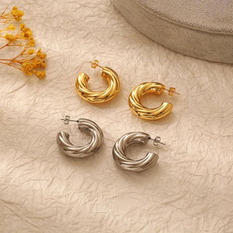1 Pair Fashion C Shape Plating 304 Stainless Steel 18K Gold Plated Ear Studs - Jewelry Trends USA