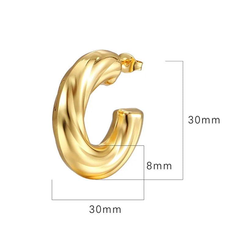 1 Pair Fashion C Shape Plating 304 Stainless Steel 18K Gold Plated Ear Studs - Jewelry Trends USA
