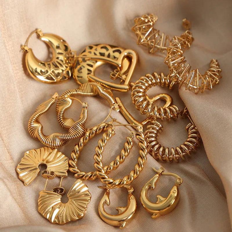 1 Pair IG Style Streetwear Geometric Plating Titanium Steel 18K Gold Plated Earrings - Jewelry Trends USA