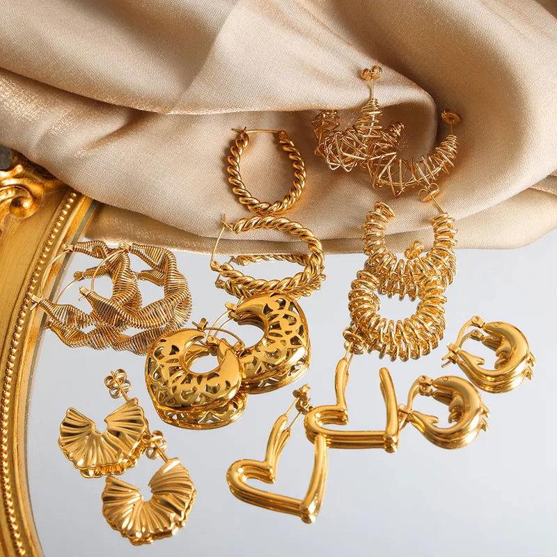 1 Pair IG Style Streetwear Geometric Plating Titanium Steel 18K Gold Plated Earrings - Jewelry Trends USA