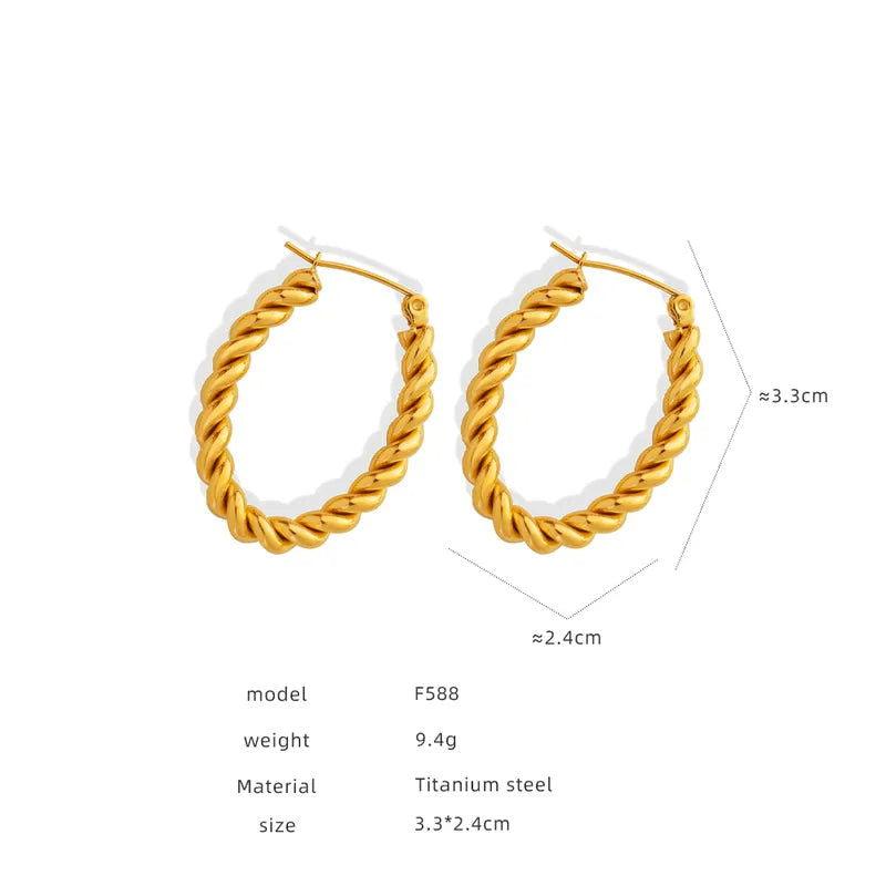 1 Pair IG Style Streetwear Geometric Plating Titanium Steel 18K Gold Plated Earrings - Jewelry Trends USA