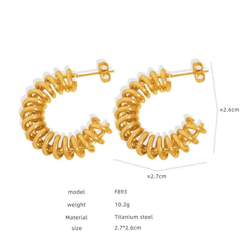 1 Pair IG Style Streetwear Geometric Plating Titanium Steel 18K Gold Plated Earrings - Jewelry Trends USA