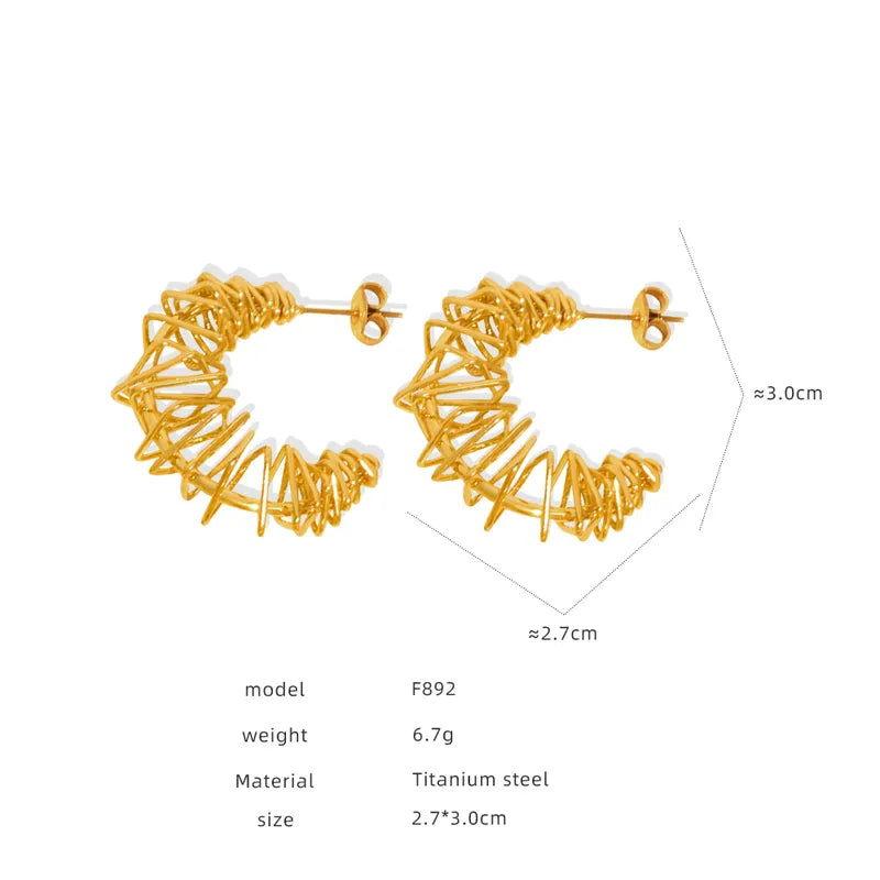 1 Pair IG Style Streetwear Geometric Plating Titanium Steel 18K Gold Plated Earrings - Jewelry Trends USA