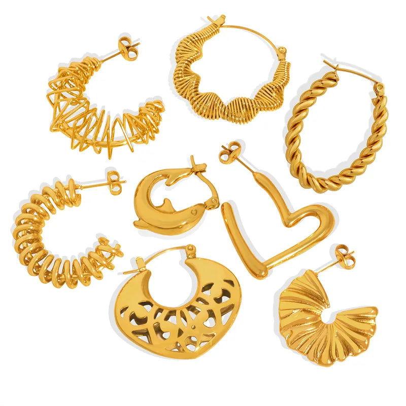 1 Pair IG Style Streetwear Geometric Plating Titanium Steel 18K Gold Plated Earrings - Jewelry Trends USA