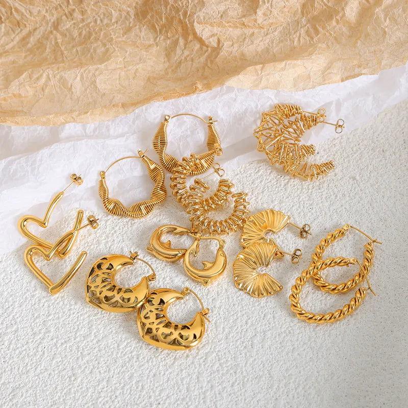 1 Pair IG Style Streetwear Geometric Plating Titanium Steel 18K Gold Plated Earrings - Jewelry Trends USA