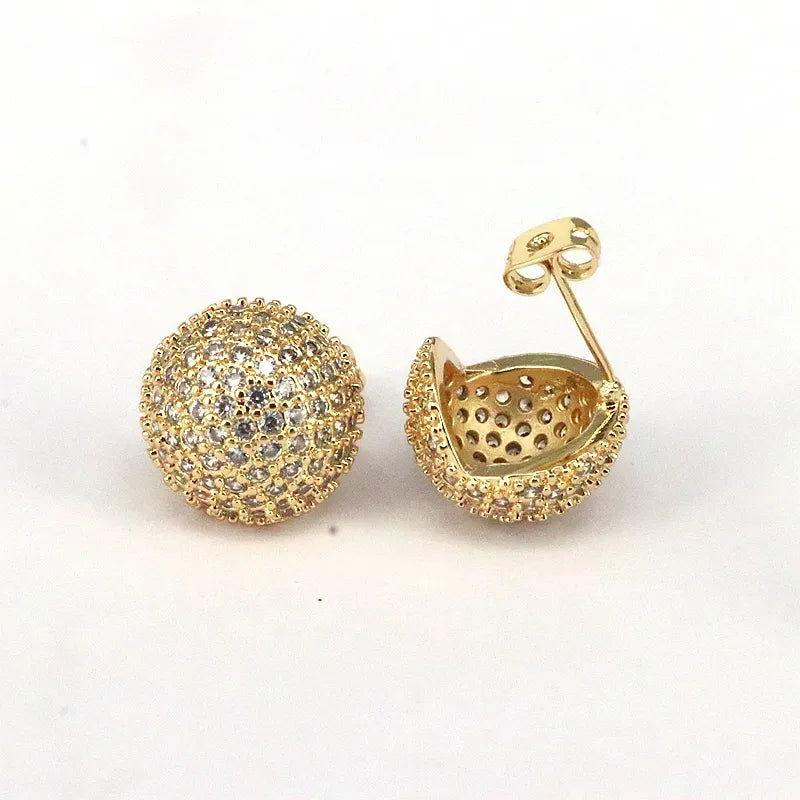 1 Pair Ig Style Simple Style Round Water Droplets Heart Shape Plating Inlay Copper Zircon 18k Gold Plated Silver Plated Ear Studs - Jewelry Trends USA