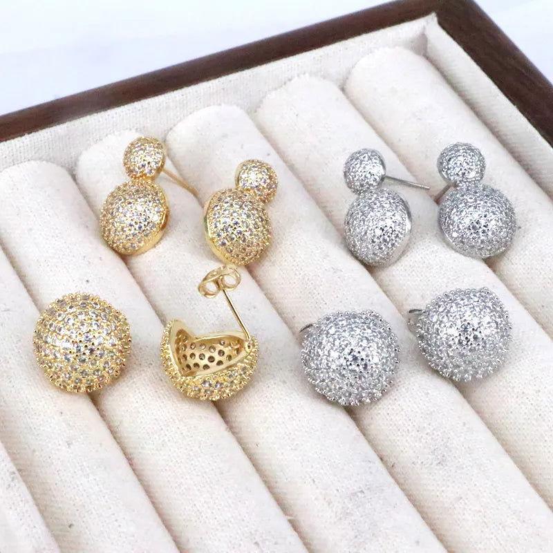 1 Pair Ig Style Simple Style Round Water Droplets Heart Shape Plating Inlay Copper Zircon 18k Gold Plated Silver Plated Ear Studs - Jewelry Trends USA
