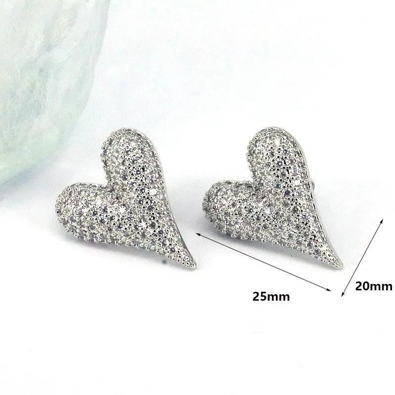 1 Pair Ig Style Simple Style Round Water Droplets Heart Shape Plating Inlay Copper Zircon 18k Gold Plated Silver Plated Ear Studs - Jewelry Trends USA