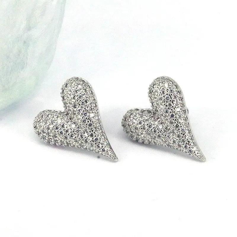1 Pair Ig Style Simple Style Round Water Droplets Heart Shape Plating Inlay Copper Zircon 18k Gold Plated Silver Plated Ear Studs - Jewelry Trends USA