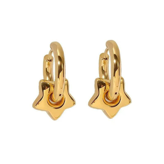 1 Pair Modern Style Star Moon Plating Titanium Steel 18K Gold Plated Earrings - Jewelry Trends USA