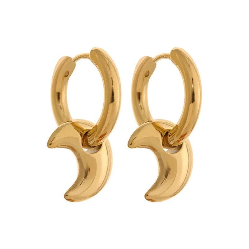 1 Pair Modern Style Star Moon Plating Titanium Steel 18K Gold Plated Earrings - Jewelry Trends USA