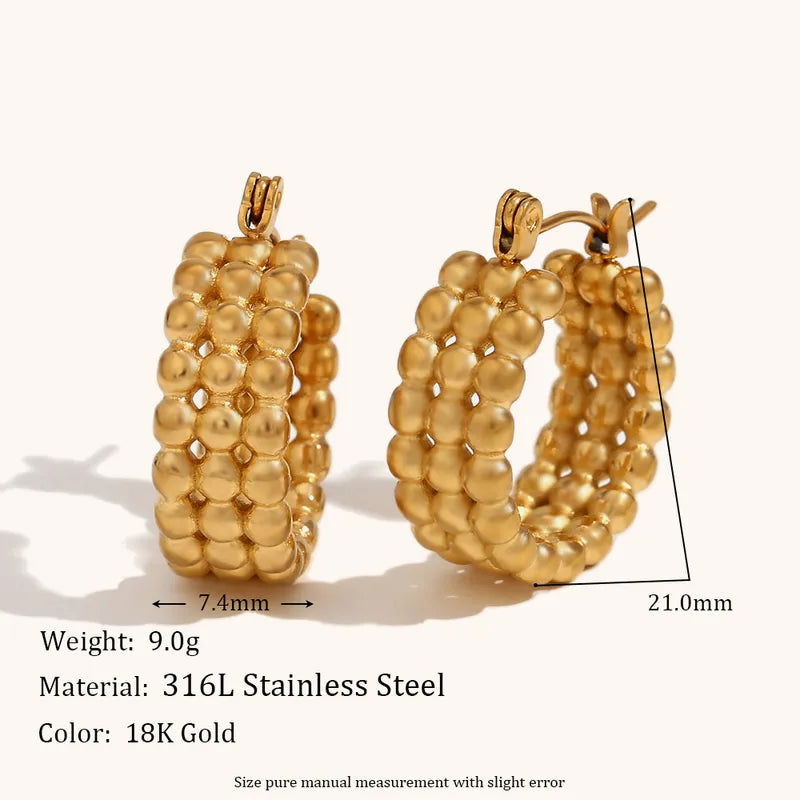 1 Pair Simple Style Round Plating 304 Stainless Steel 18K Gold Plated Hoop Earrings - Jewelry Trends USA
