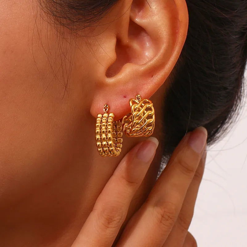1 Pair Simple Style Round Plating 304 Stainless Steel 18K Gold Plated Hoop Earrings - Jewelry Trends USA