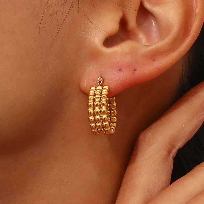 1 Pair Simple Style Round Plating 304 Stainless Steel 18K Gold Plated Hoop Earrings - Jewelry Trends USA