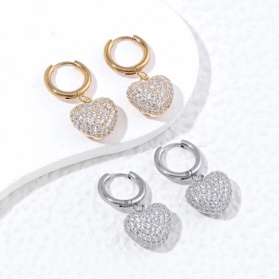 1 pair luxurious streetwear heart shape plating inlay stainless steel copper zircon 18k gold plated drop earrings - Jewelry Trends USA