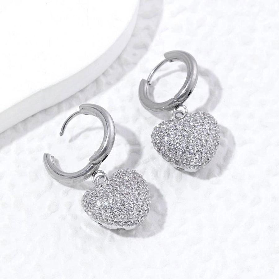 1 pair luxurious streetwear heart shape plating inlay stainless steel copper zircon 18k gold plated drop earrings - Jewelry Trends USA
