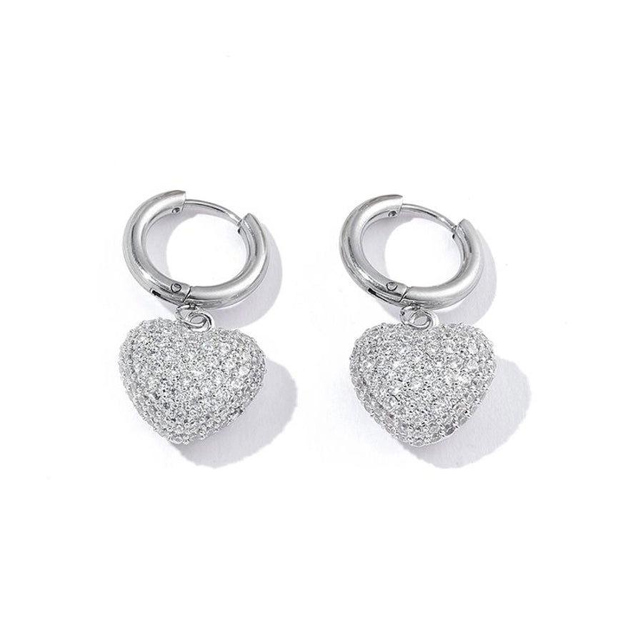 1 pair luxurious streetwear heart shape plating inlay stainless steel copper zircon 18k gold plated drop earrings - Jewelry Trends USA