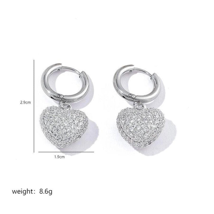 1 pair luxurious streetwear heart shape plating inlay stainless steel copper zircon 18k gold plated drop earrings - Jewelry Trends USA
