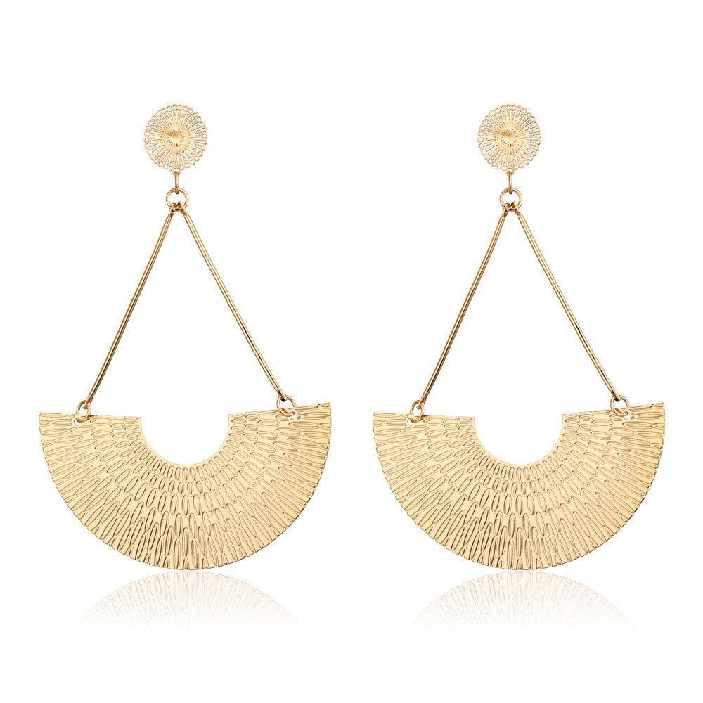 1 pair retro exaggerated leaf heart shape butterfly plating hollow out metal drop earrings - Jewelry Trends USA