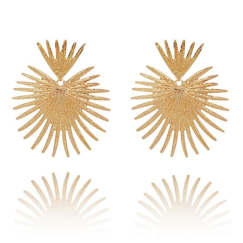 1 pair retro exaggerated leaf heart shape butterfly plating hollow out metal drop earrings - Jewelry Trends USA